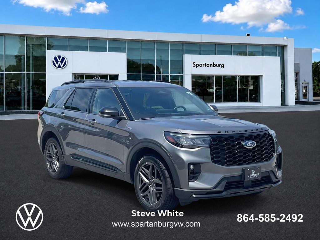 2025 Ford Explorer ST-Line in Gray Metallic — front three-quarter view