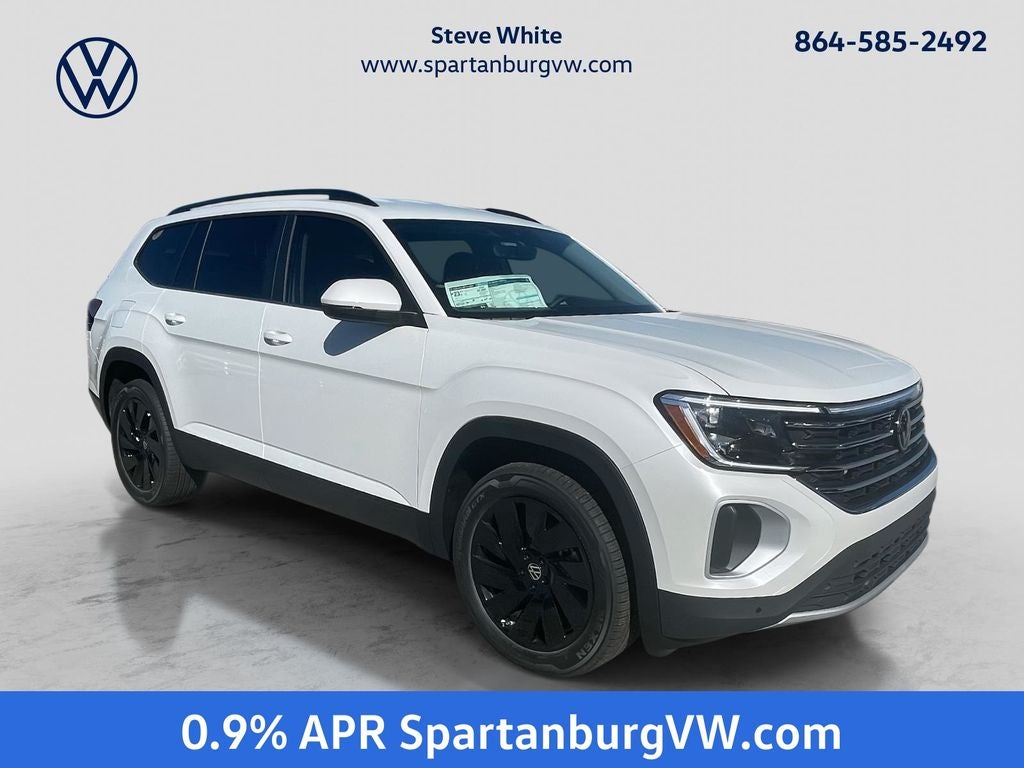 2026 Volkswagen Atlas 2.0T SE W/TECHNOLOGY in Opal White Pearl — front three-quarter view
