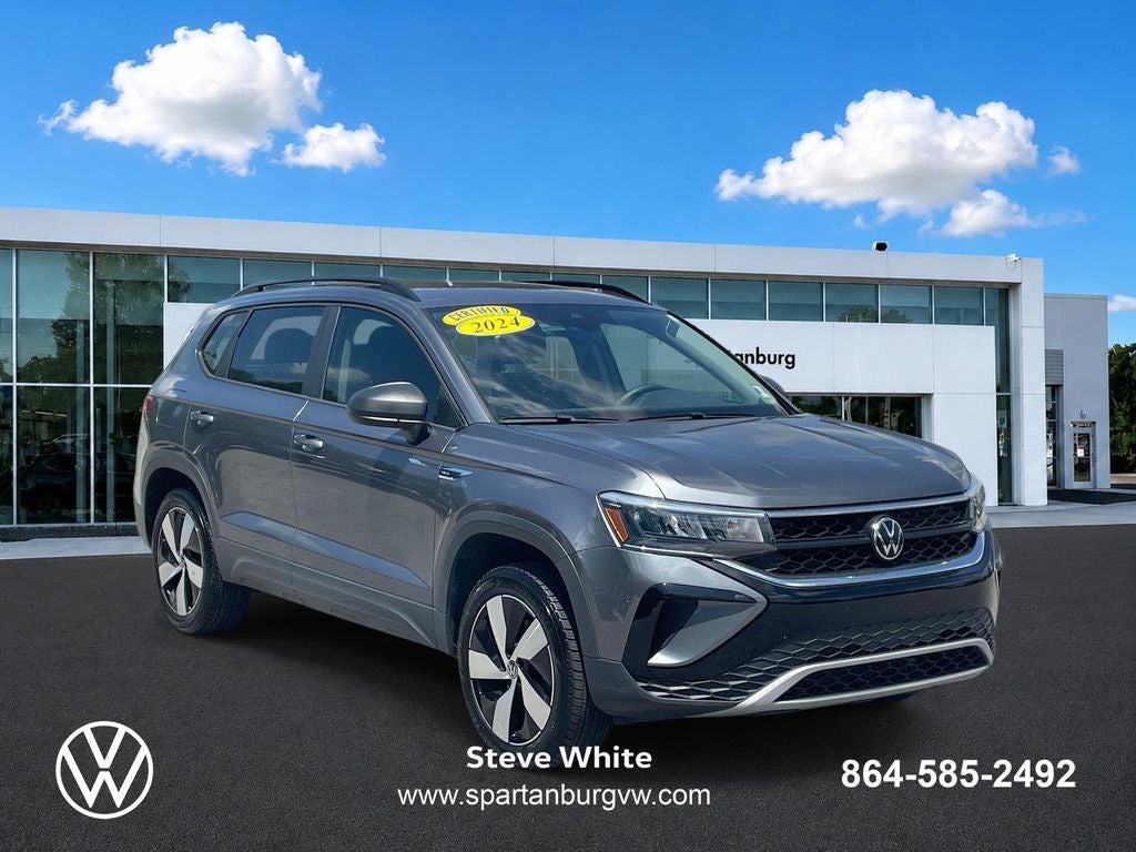 2024 Volkswagen Taos 1.5T S in Platinum Gray Metallic — front three-quarter view