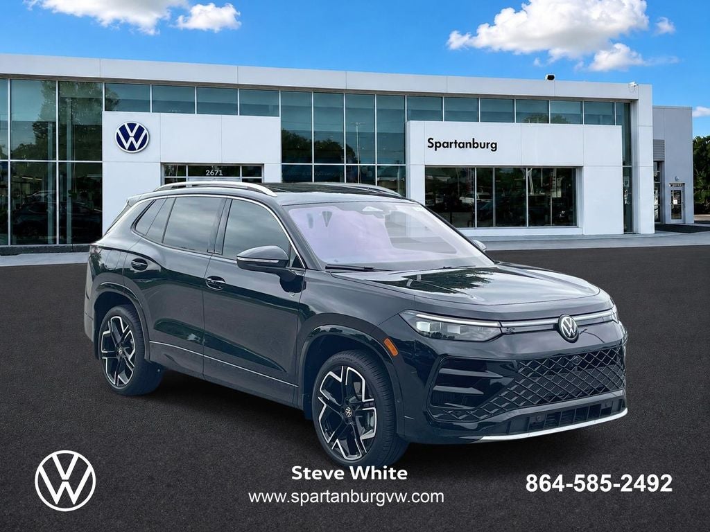 2026 Volkswagen Tiguan 2.0T SEL R-Line in Deep Black Pearl — front three-quarter view