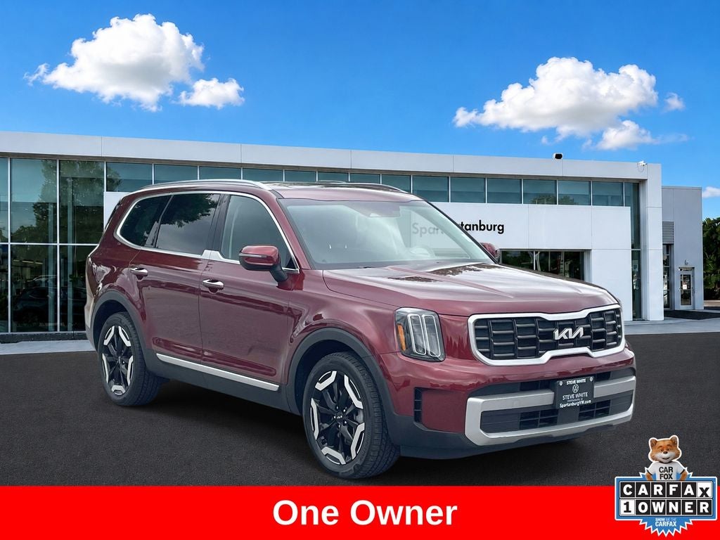 2023 Kia Telluride S in Dawning Red — front three-quarter view