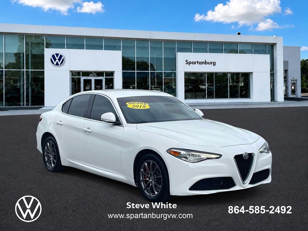 2018 Alfa Romeo Giulia Base in Alfa White — front three-quarter view